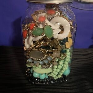 Statement Colorful Jewelry Collection in Glass Jar